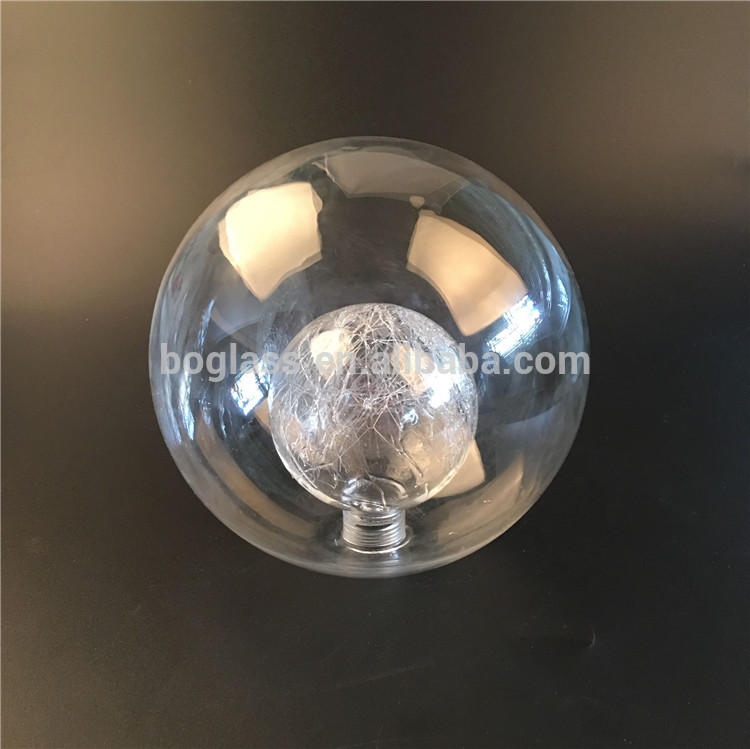 Double wall glass with inner ball wire wrap glass for lighting