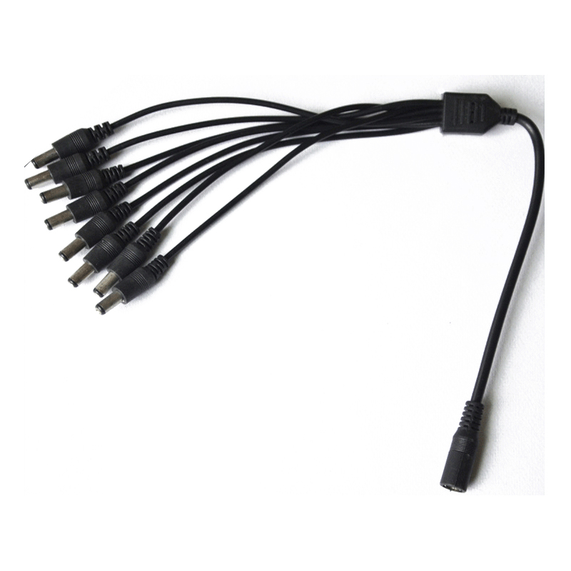 Wholesale 5.5mm/2.1mm DC 8 Way Power Splitter Cable 1 Jack to 8 Dual Plug Cord Cable for CCTV Camera Splitter Cable