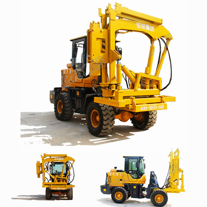 Road Construction Wheel Type Hydraulic Guardrail pile driver machine For Sale