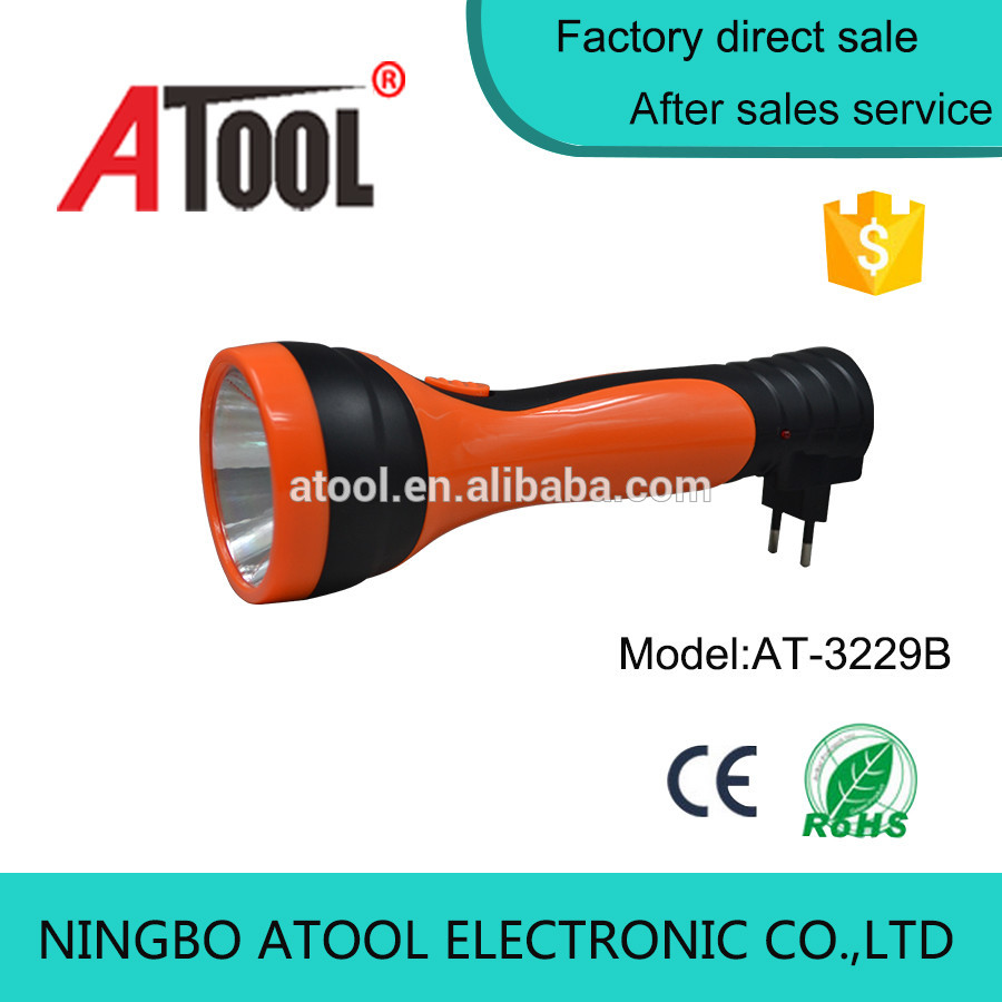 Atool 1W 7Led brazil plug torch led rechargeable flashlight made in China