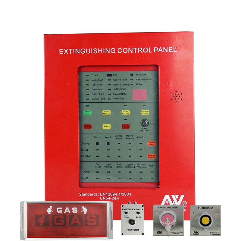 Panel controlled FM 200 high pressure fire extinguishing system