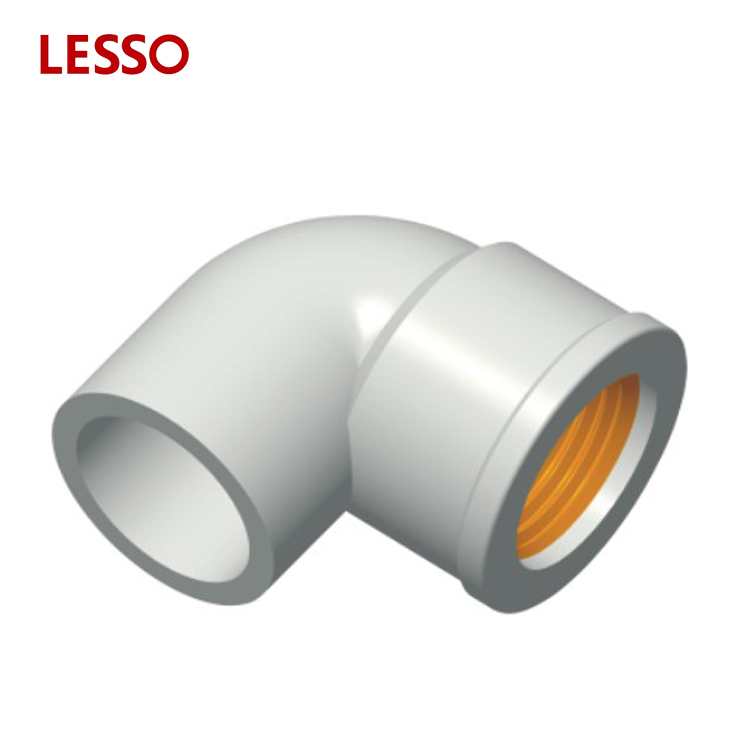 LESSO DIN standard UPVC pipe fittings female thread 90 degree elbow pvc pipe elbow dimensions