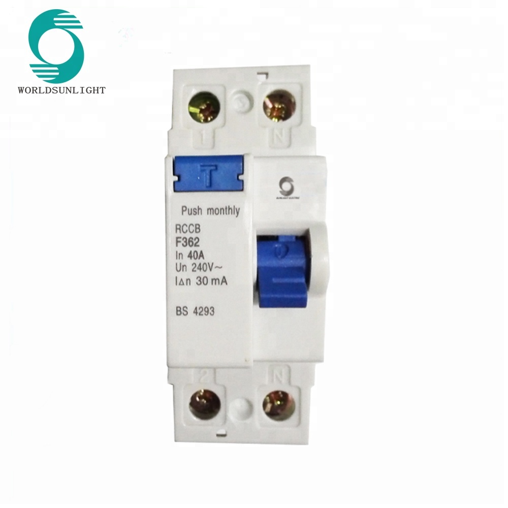 XF360 series F362 BS 4293 10ma 30ma 100ma 300ma 500ma 40a 2p residual current circuit breaker rccb