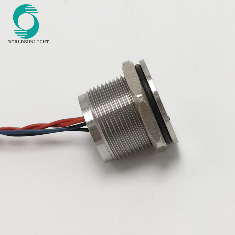 WS16BFN1NOMB IP68 16mm stainless steel normal open flat head momentary 12V blue Dot led piezo switch