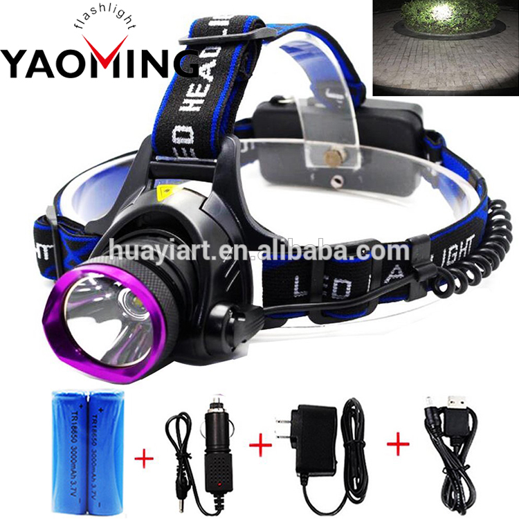 Wholesales 1000 Lumens 2*18650 battery T6 LED Aluminum headlamp