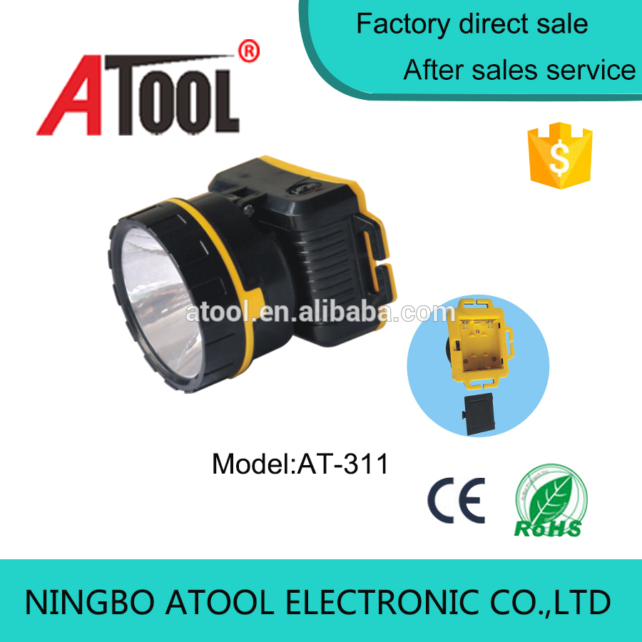 ATOOL New style 1w fishing plastic headlight led with dry battery