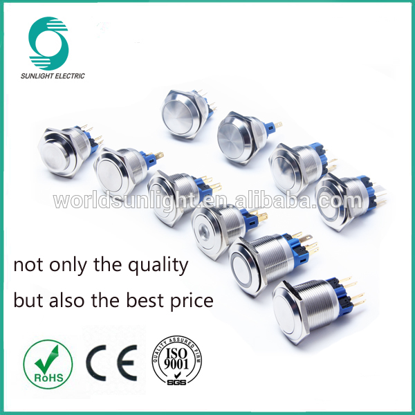 25mm led type 6v 12v 24v 220v illuminated latching or momentary 6 12 24 220 volt stainless steel push button pushbutton switch