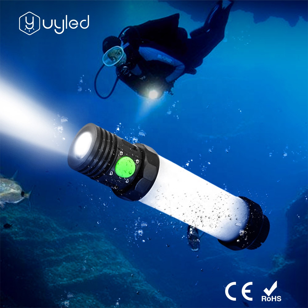 Multifunctional Diving Rechargeable 18650 Rechargeable Battery Power Bank Lantern Waterproof Torch with Magnetic