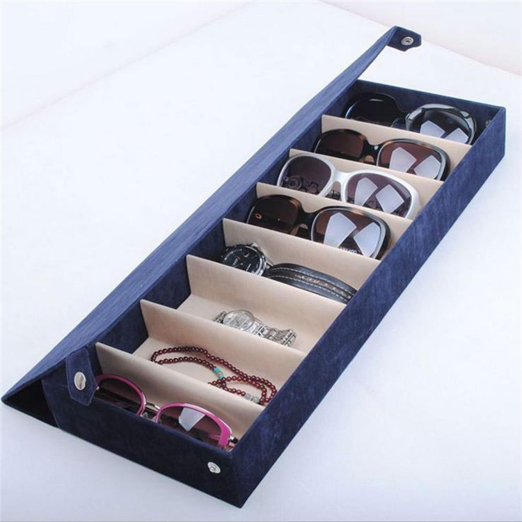 8 Compartment Eyeglass Eyewear Sunglasses Storage Box Case Tray Display Holder