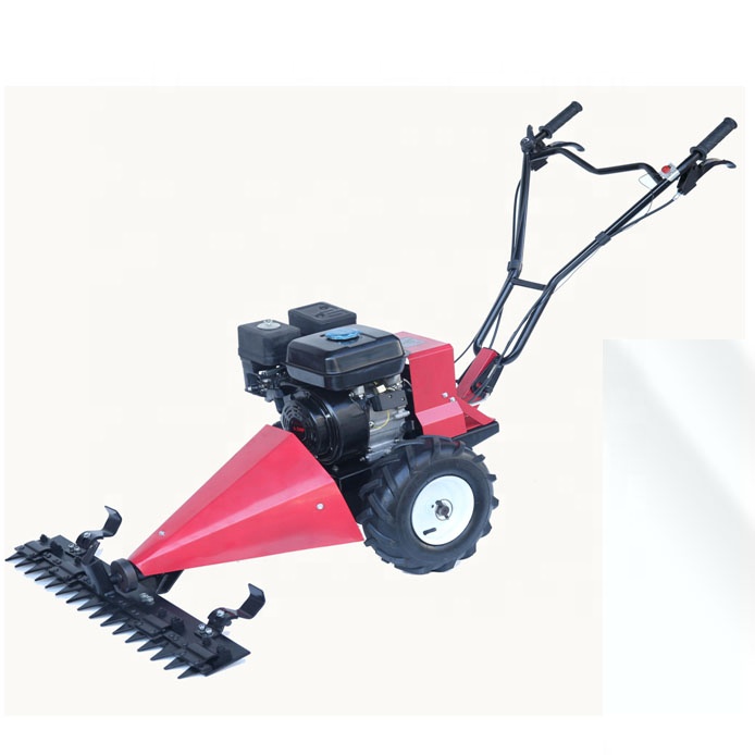 Hand push lawn mower with mini hay baler