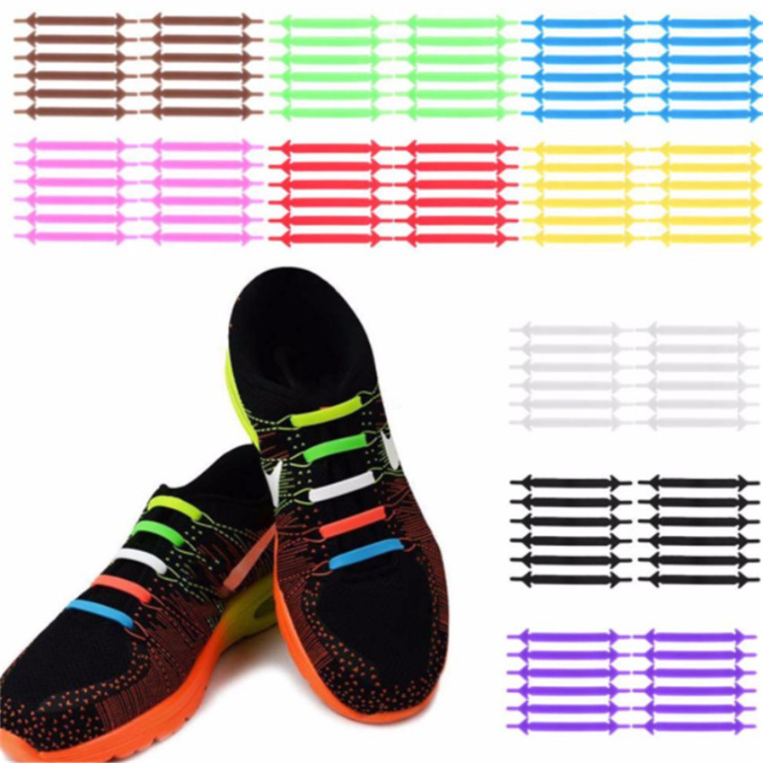 Wholesale Unisex Lazy Multicolor Silicone Rubber Elastic No Tie Shoelace