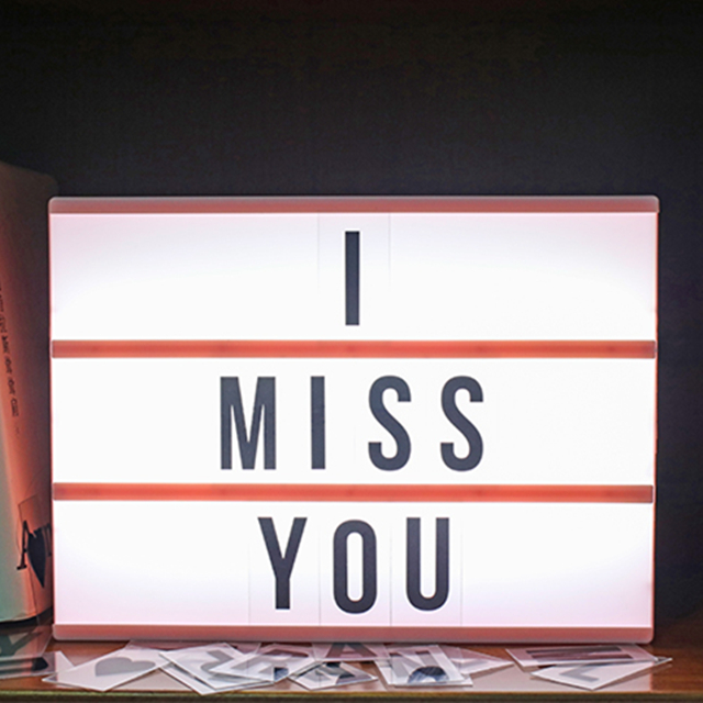 Stocked 5V USB A4 Size Cinematic LED Light Box Marquee Mini Signage Emoji Cinema LightBox With Changeable Letters And Symbols