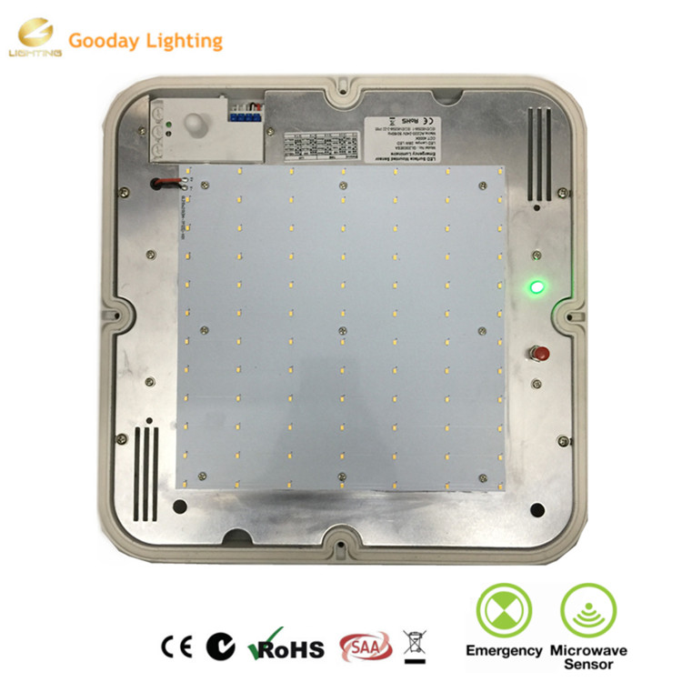 Motion Sensor 25W Square Flush Mount Bulkhead LED Ceiling Light