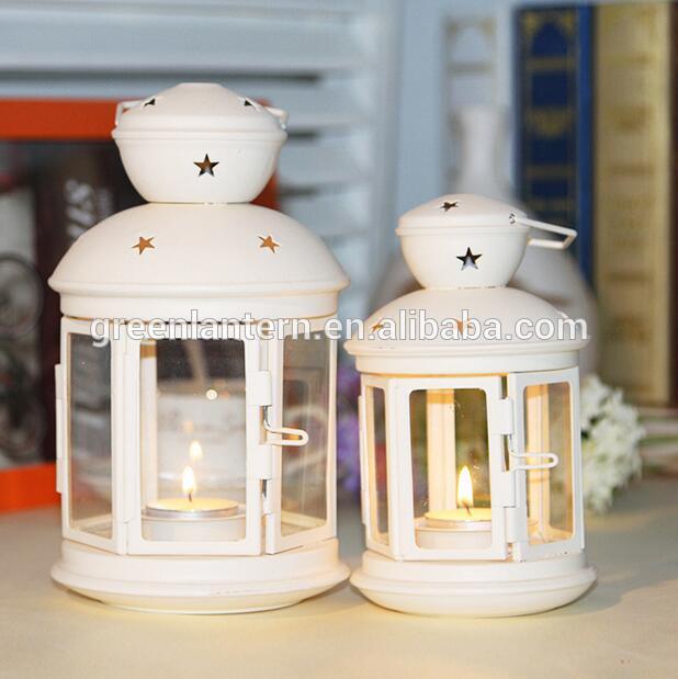 PAINTED METAL TEA LIGHT LANTERN STANDING / HANGING TEA LIGHT CANDLE HOLDER