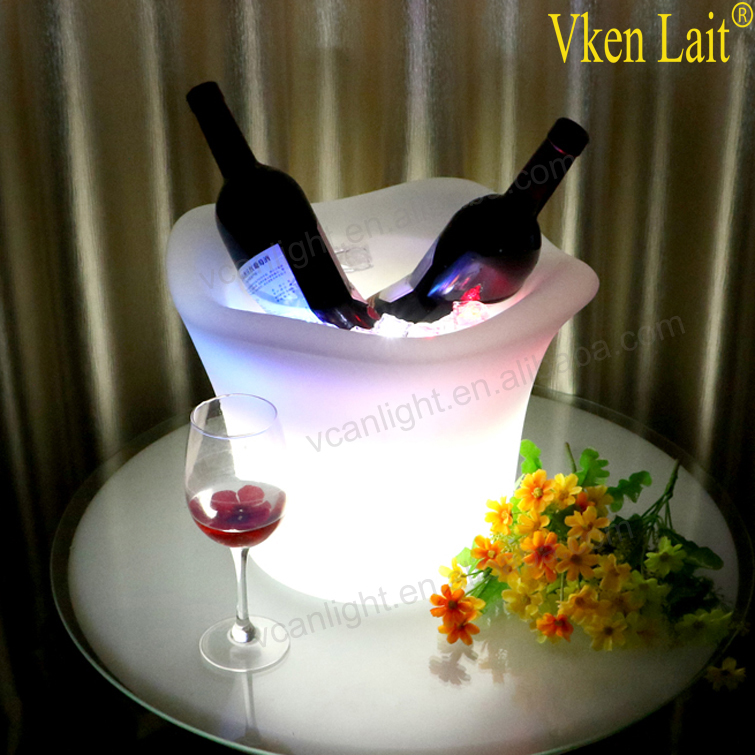 FoShan Vcan 2017 European style practical RGB LED hexagon ice bucket with rechargeable battery