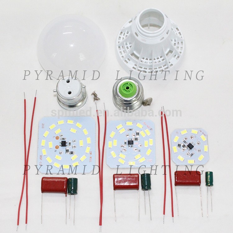 Factory wholesale LED bulb spare parts 3W 5W 7W 9W 12W 15W 18W LED bulb SKD CKD led bulb housing with E27 B22 base