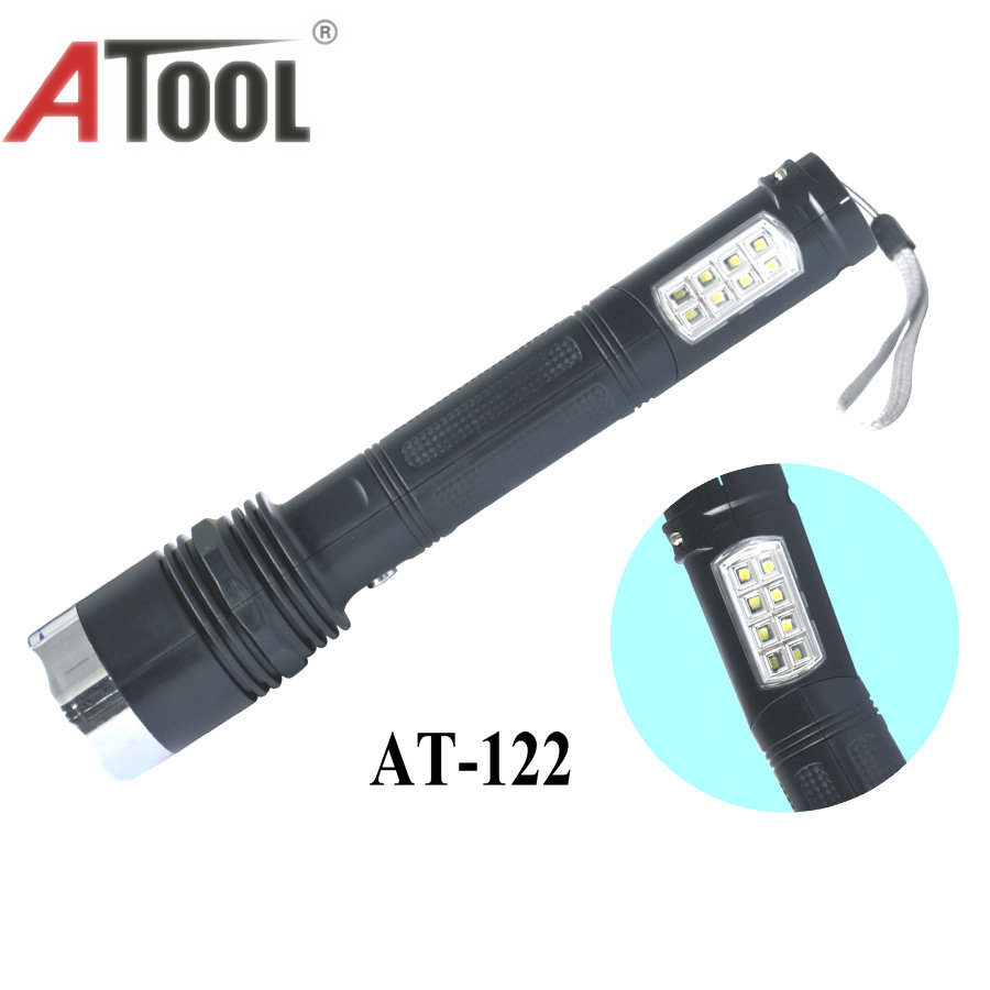 black super bright torch led rechargeable flashlight with cob side light