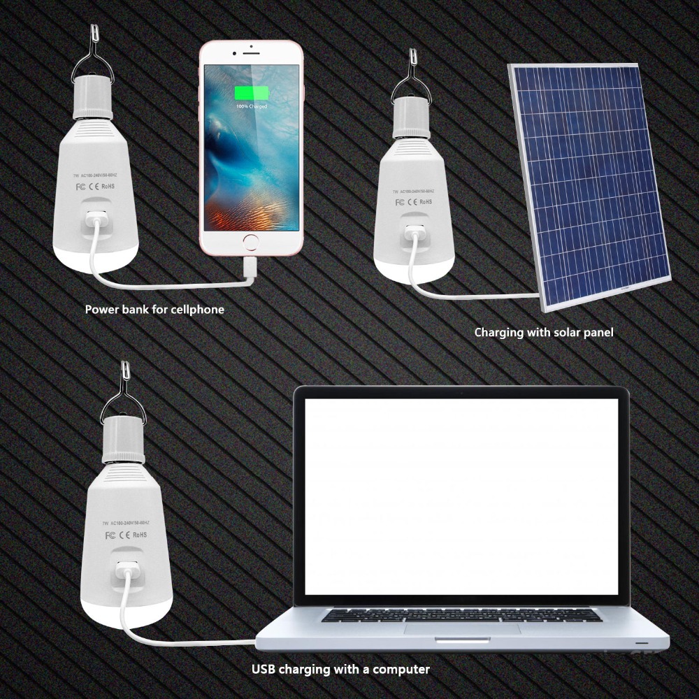 Sky Castle New Designed Solar Panel Light Bulb LED Powered Light,Portable IP54 Emergency Light