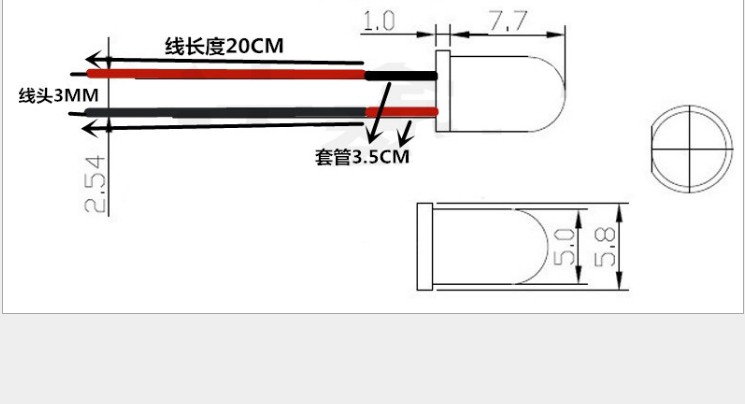 LED Light Bulb Hot Super Bright Pre Wired Lamp Emitting Diode For DIY Lighting 20cm 5mm Red Blue Green White Yellow DC12V 20mA