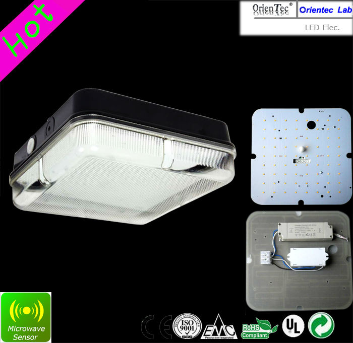 72 LED IP65 led sensor Square bulkhead light fitting