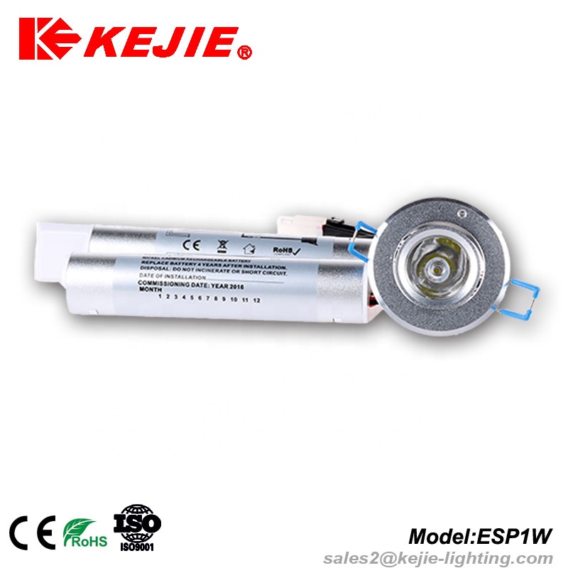 Compact recessed 3W led emergency downlight with Lithium battery pack