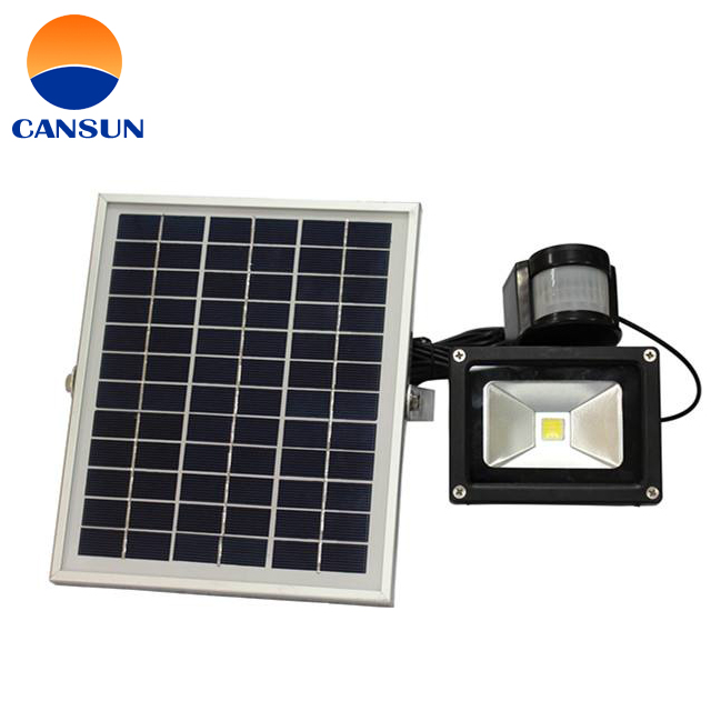 10w black waterproof led solar motion security floodlight