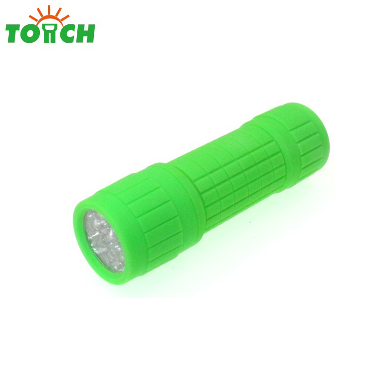 Hot Sale 9 LED Flashlight made by plastic with rubber for promotion gift with cheap price under dollar items