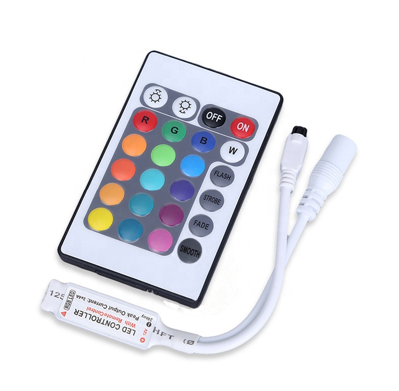 Mini Led RGB Remote Controller 24key IR Controller 4pin DC 5V-24V For SMD 3528 5050 RGB LED Strip Lights