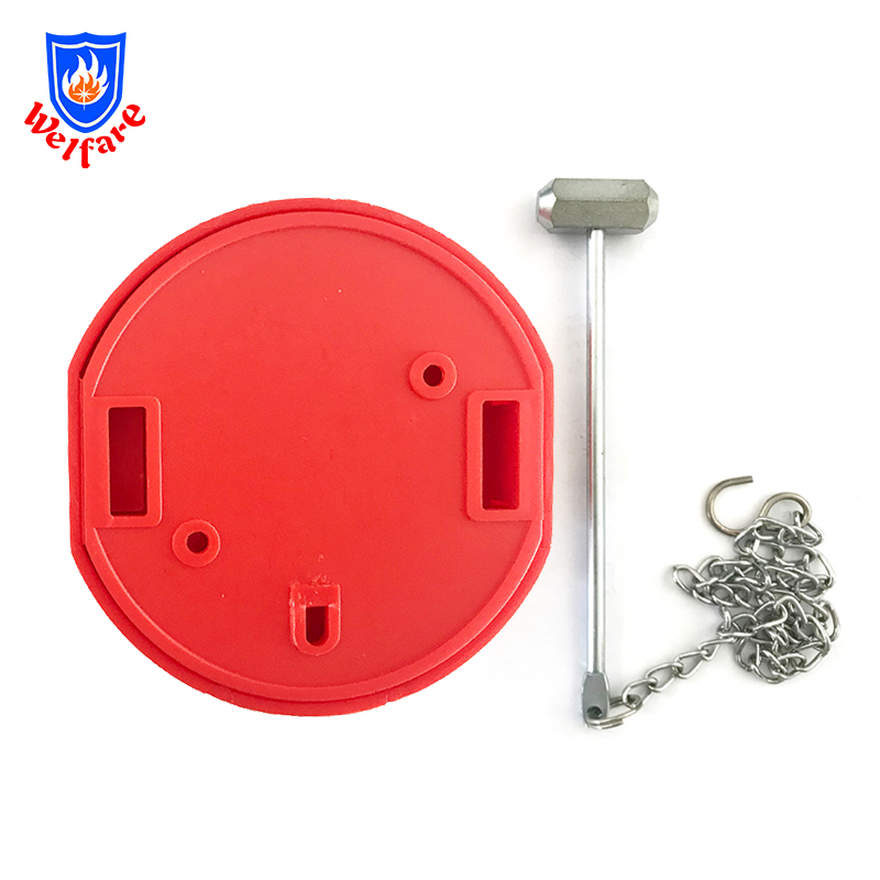 fire break glass for key with hammer round plastic key box