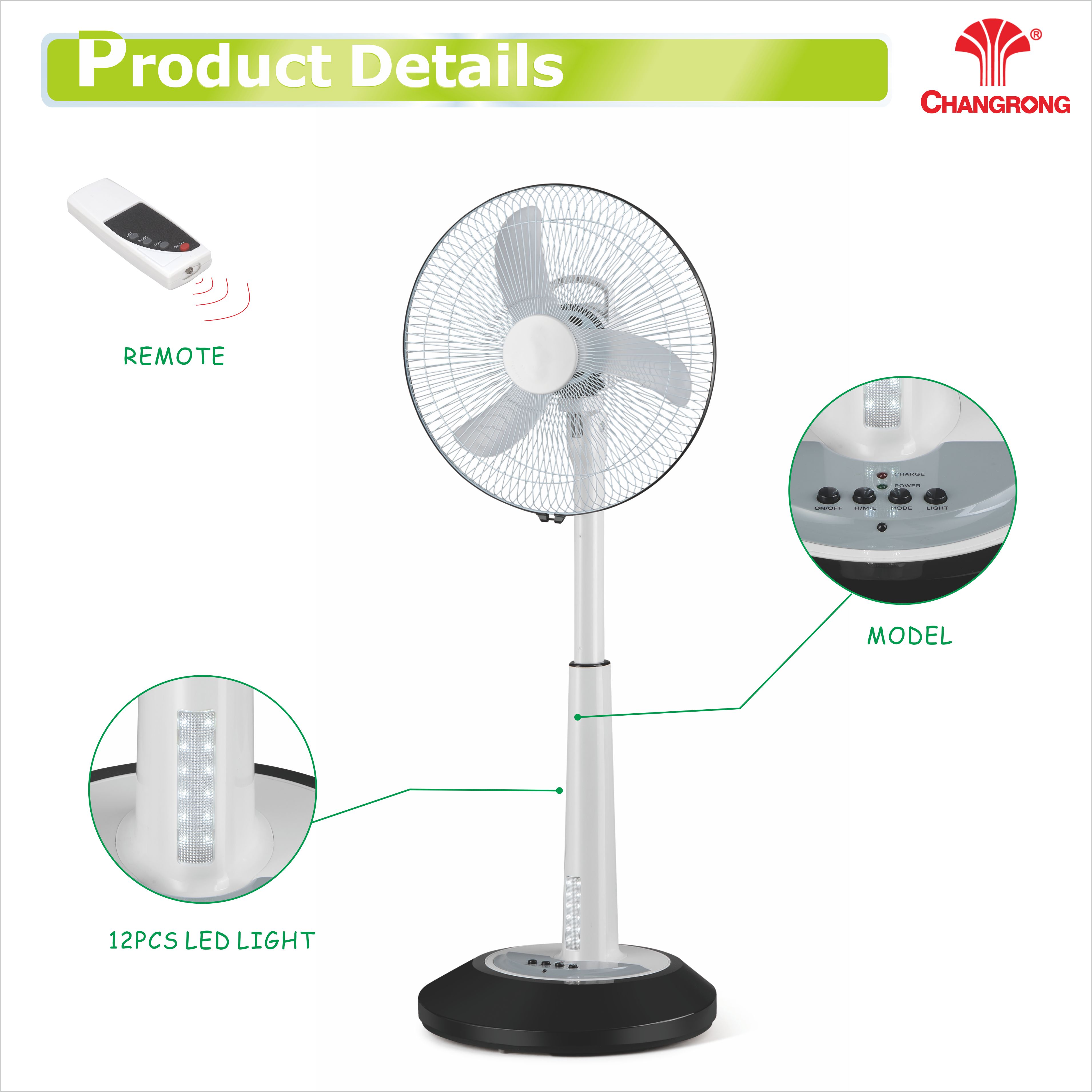 12 emergency rechargeable battery fan