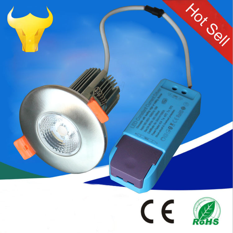 IP65 waterproof 90min. fire rated 8w 650lm Changeable bezel led shower fire rated lights