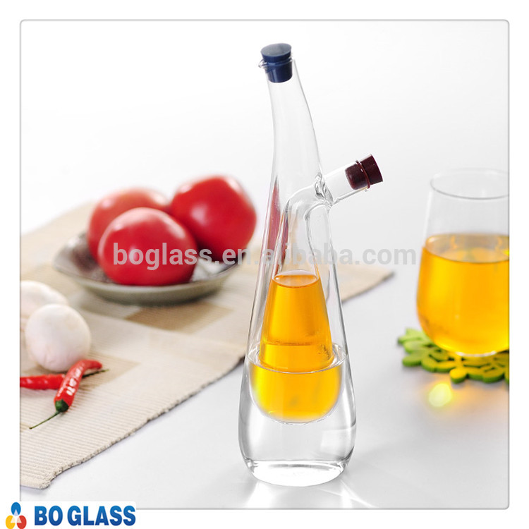 new design hand blown high quality cooking olive oil vinegar glass cruet with stopper for kitchen