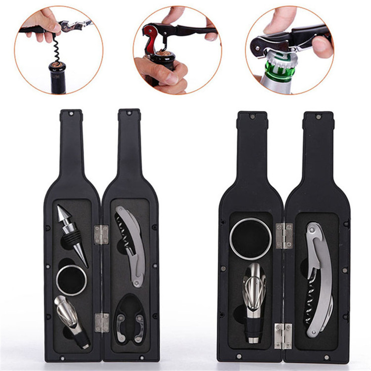 Hot Wine Bottle Corkscrew Set Tool Bottle-Shaped Holder Bottle Opener Gift