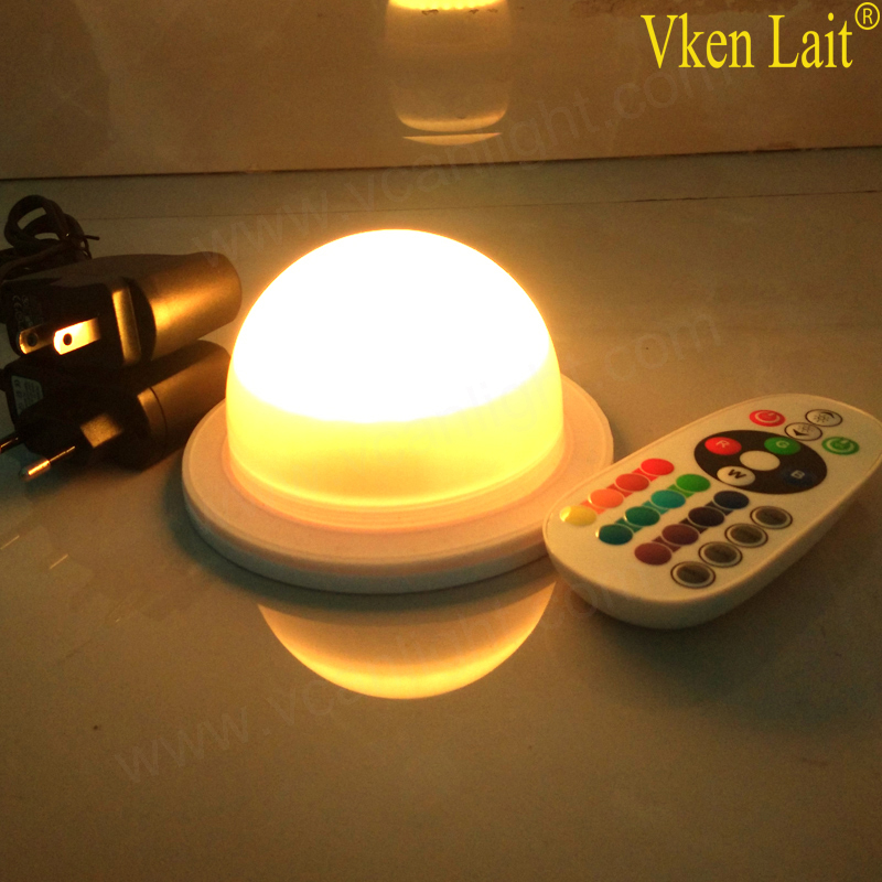 RF remote control multi color battery powered led light base