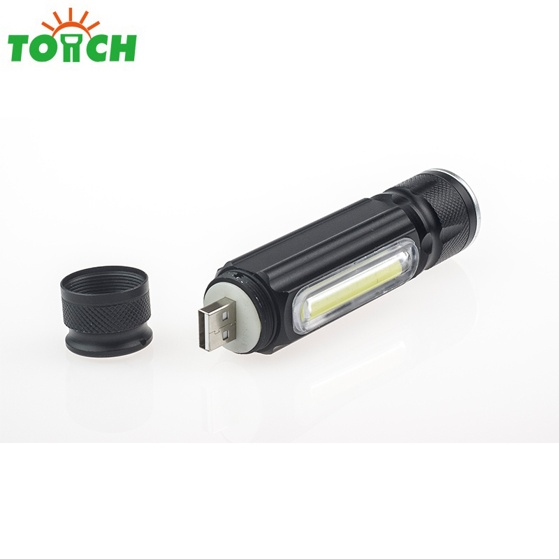 USB Flashlight with Magnet Handy LED Flashlight Rechargeable Torch Flash Light Pocket LED Zoom torch light