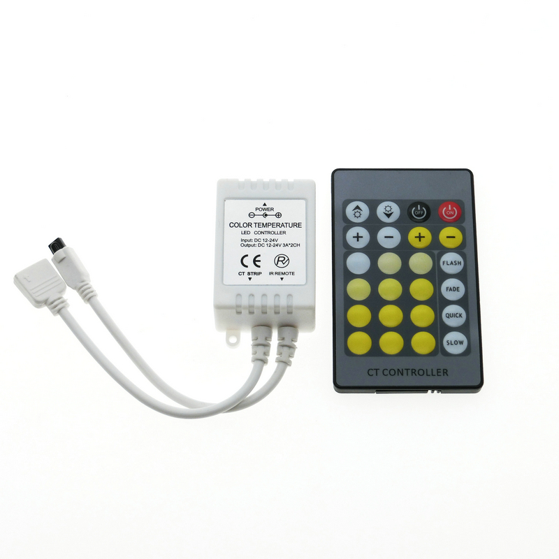 DC12-24V 6A Color Temperature Adjustable LED Controller with 24Key IR Remote