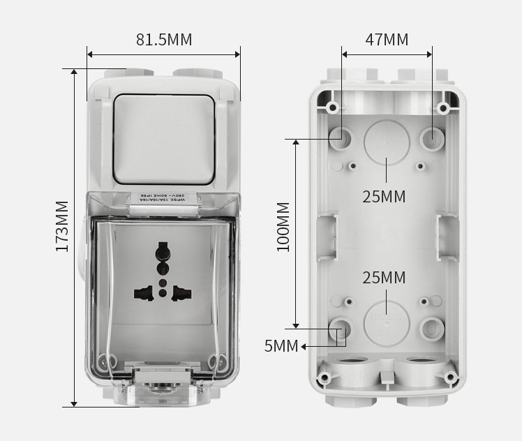 SAIPWELL Plastic Electronic Box IP66 Plastic Enclosure Waterproof Socket Box With Switch