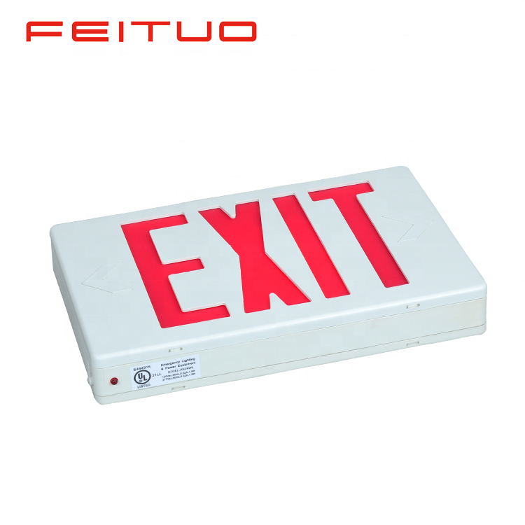 High quality red letters emergency exit sign with battery backup