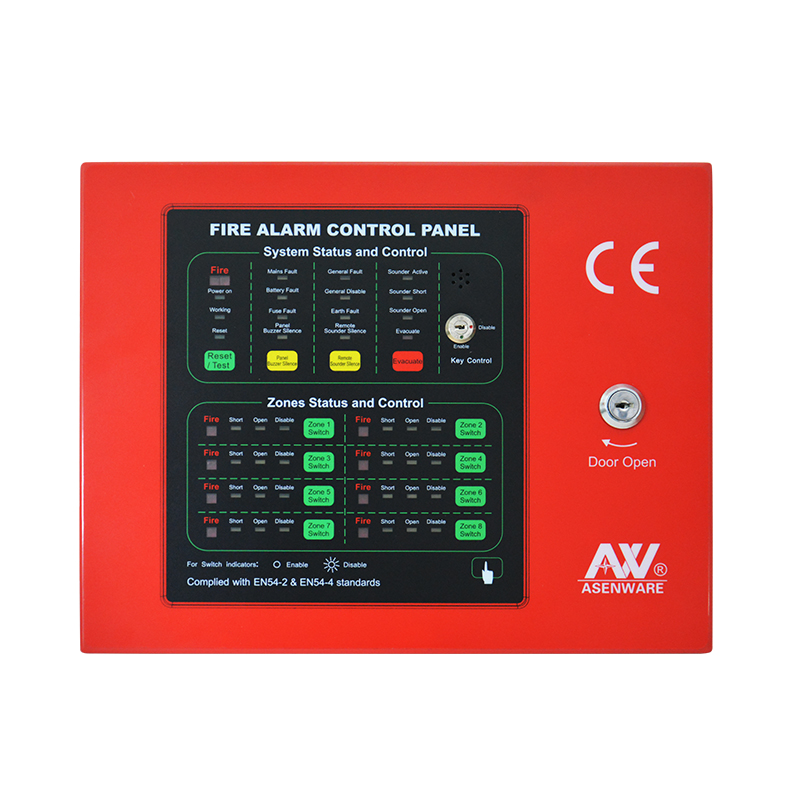 Conventional panel asenware 8 zone fire alarm