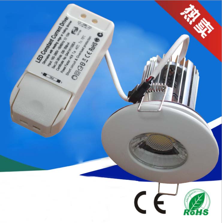 tri color temperature dimmable cob led IP65 flame proof led fire rated downlighter