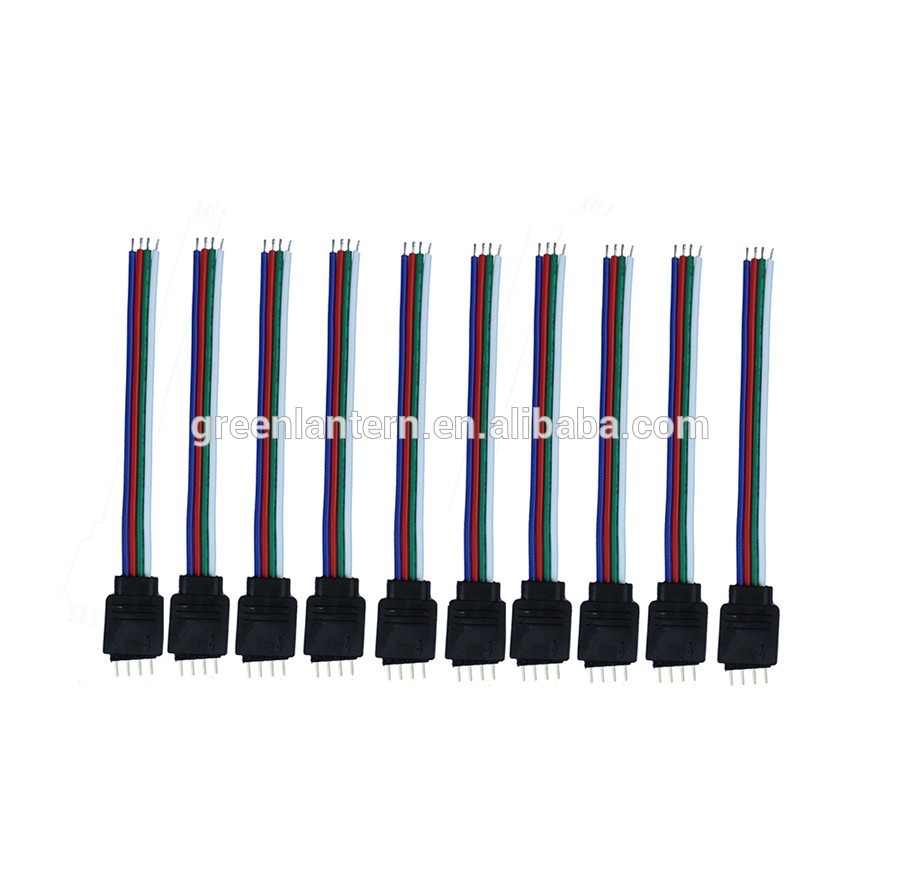 Male 10mm 4PIN RGB led strip connectors for flexible light strip 5050/3528/3014