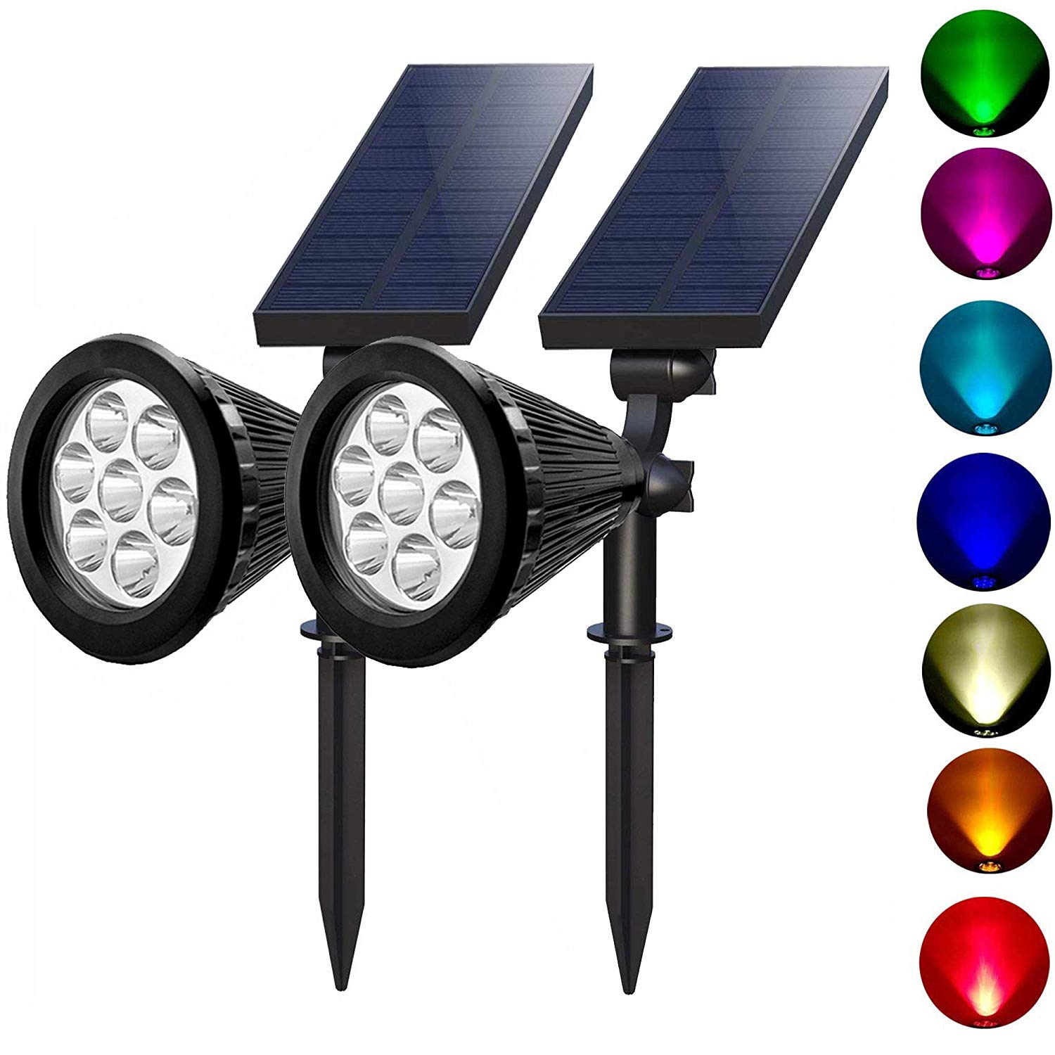 Solar spotlights outdoor 7 led multi color Solar Garden Lights for the patio lawn garden For Christmas decoration