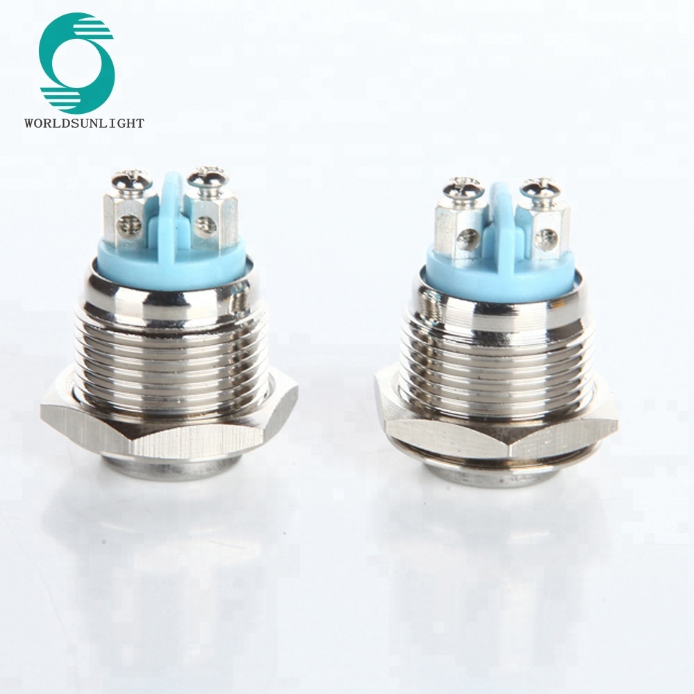 16mm Anti-Vandal High Flat Momentary Stainless Steel Metal Push button pushbutton Switch With Screw