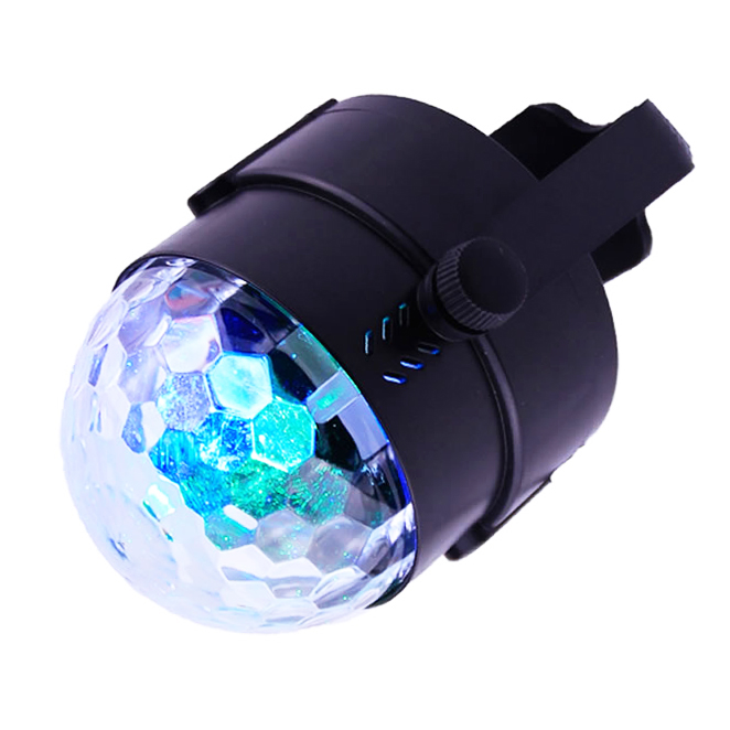 Sound Activated DJ Lighting RGB Auto Rotating Disco Ball Strobe Lamp Stage Par Light; 7 Colour Changing Crystal LED Ball