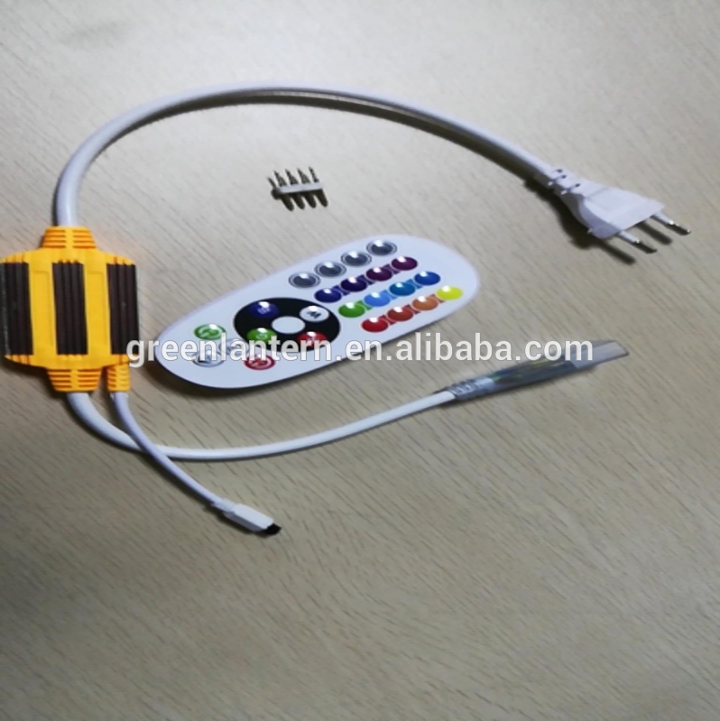 AC 220V Flexible RGB LED Strip Lights IP65 5050 SMD LED Rope Light with Remote Controller