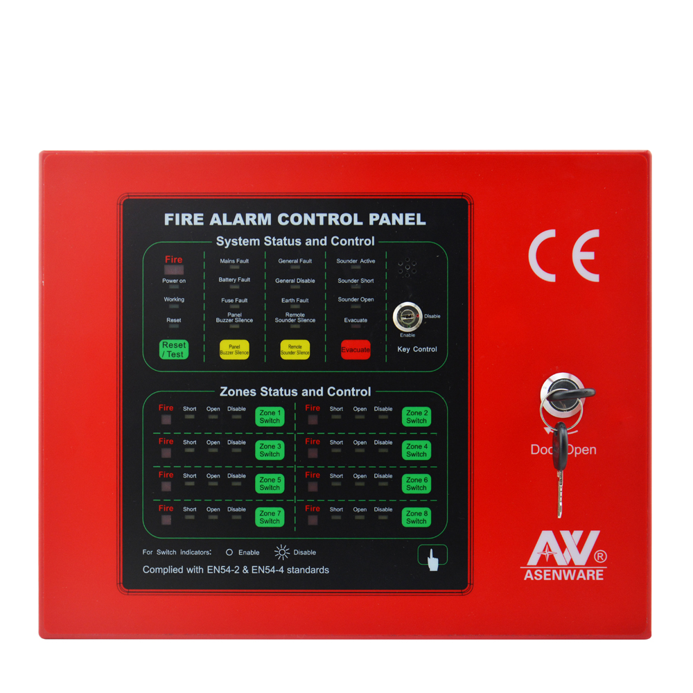 Asenware New 8 Zones Red Conventional Fire Alarm System