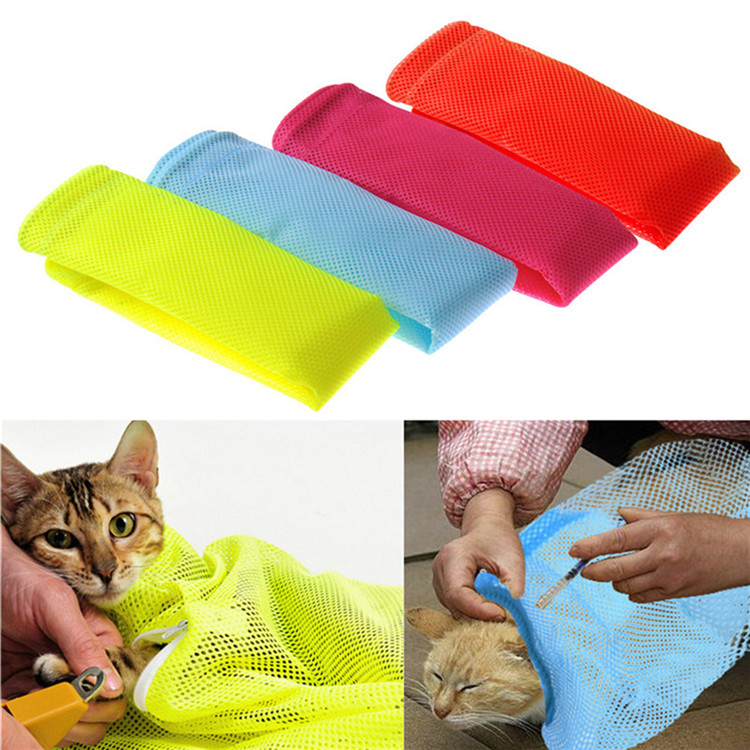 Bathing No Scratching Nail Trimming Restraint Pouch Hot Pet Cat Grooming Mesh Bag