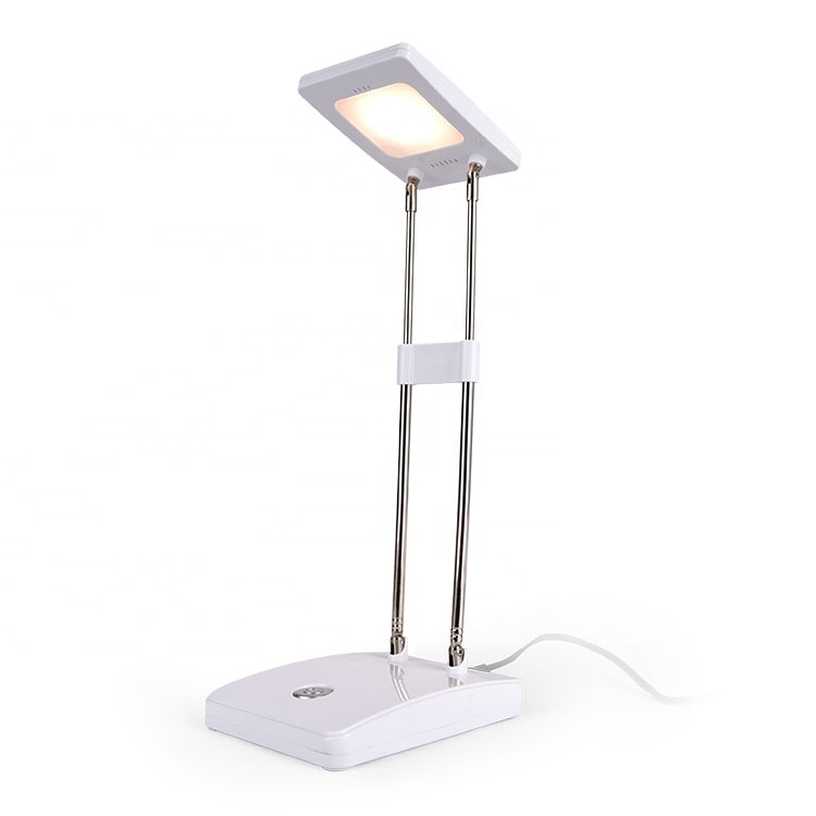 Button Switch White Desk Lamp, ABS Material Angle Adjustable Lamp Desk LED