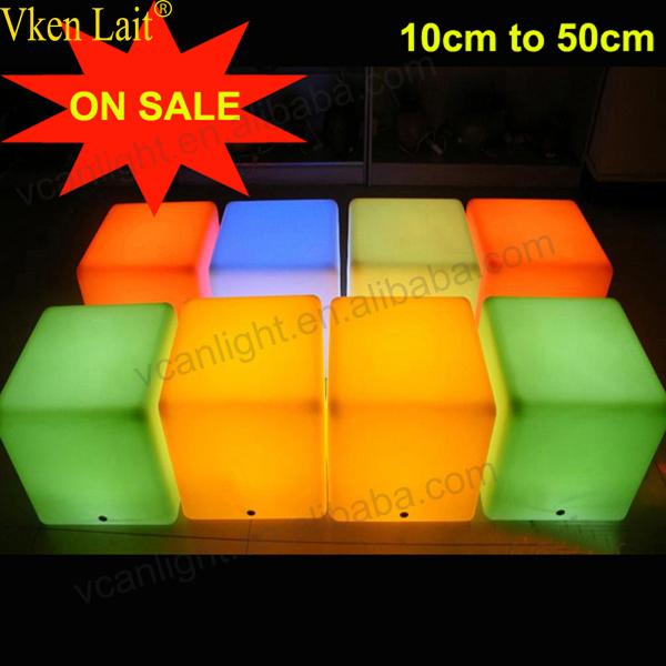 Waterproof outdoor PE plastic Cube stool with 10 to 60cm