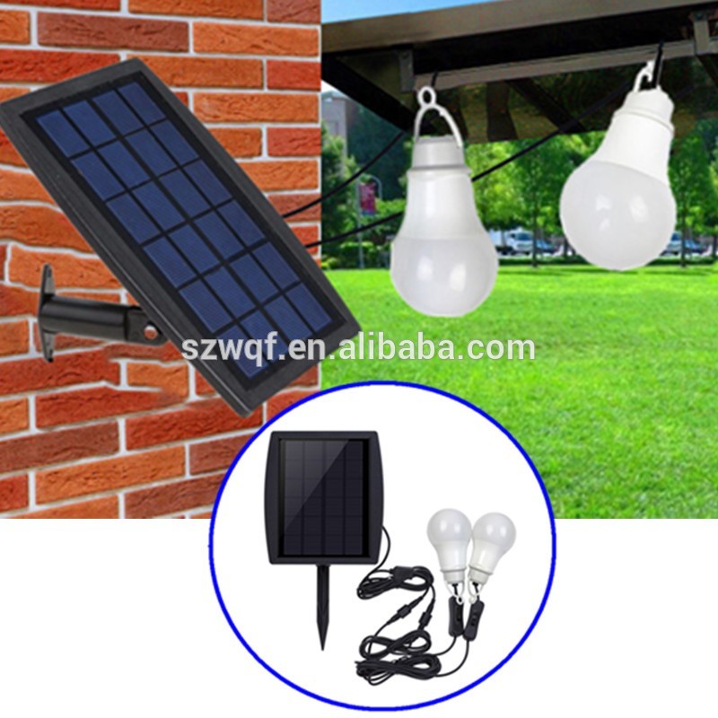 High quality  18650 Lithium battery  IP65 waterproof  CE Certification Energy saving  2 solar LED bulb kit